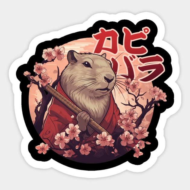 Capybara Wandering Warrior - Ronin Sticker by AmpleMaple